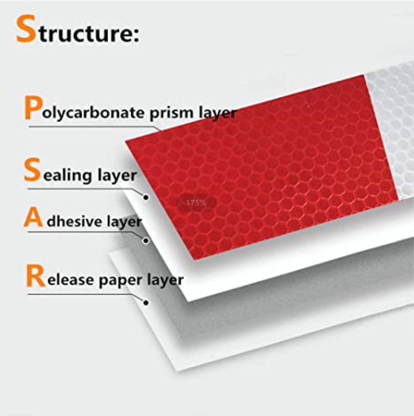 2”x50’ Reflective Conspicuity Tape DOT-C2 Approved Red/White for Trailers 1 Roll