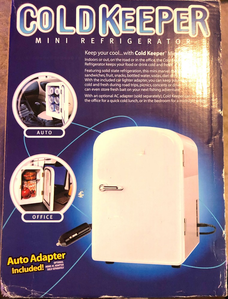COLD KEEPER PORTABLE MINI REFRIGERATOR AUTO ADAPTER INCLUDED OPEN BOX WORKS!!!