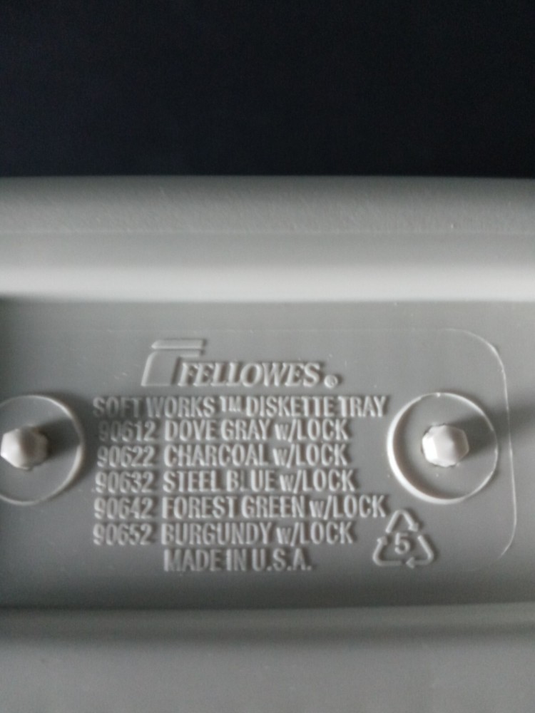 FELLOWES 3.5" Floppy Disk Holder Vintage Storage Box with Key