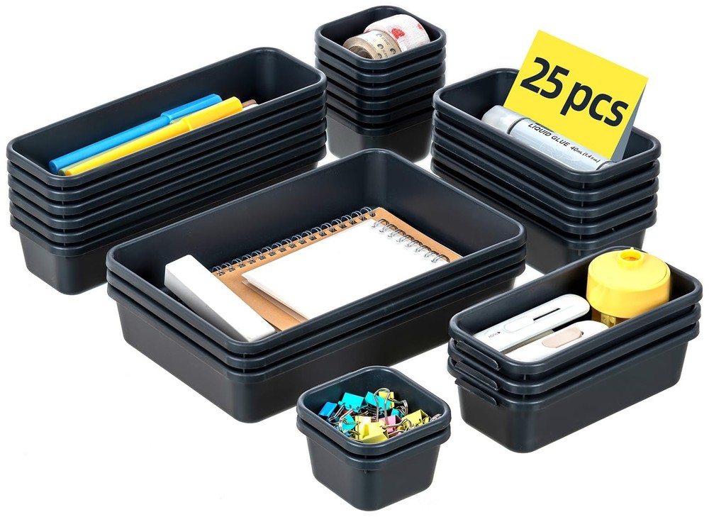 25 PCS Interlocking Desk Drawer Organizer Separator for Office,Bathroom,Kitch...