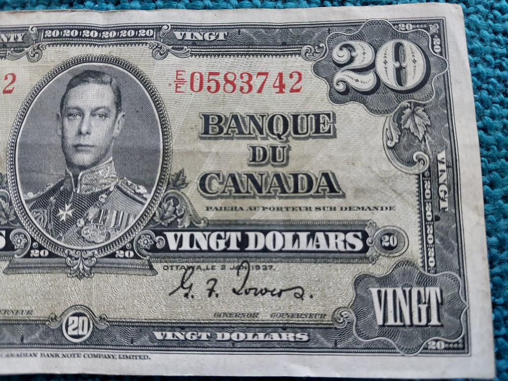 1937 Canada 20 Dollars Bill Great Condition!