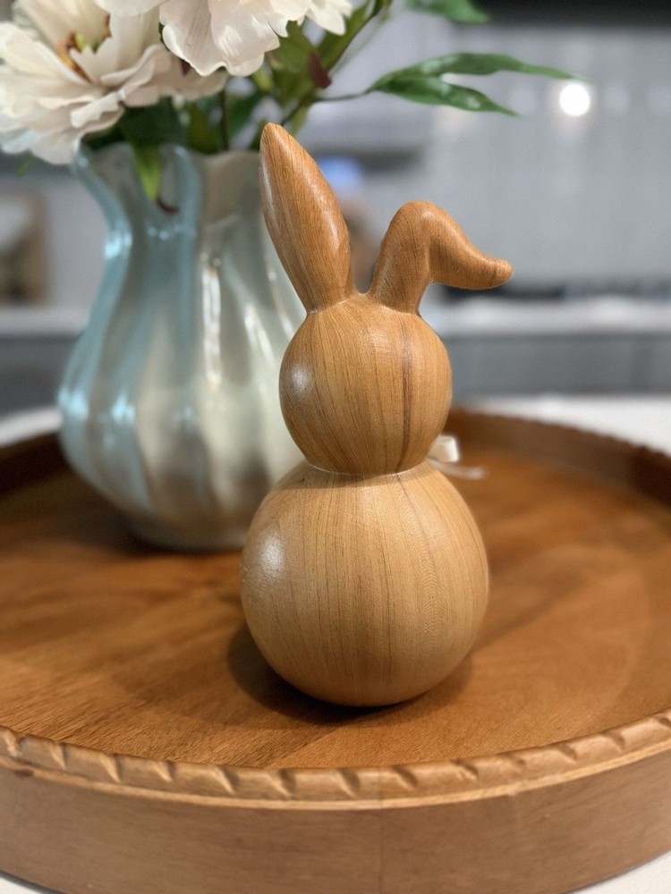 10” Decorative Ceramic Bunny Rabbit| Neutral Pottery Barn Style Spring Decor