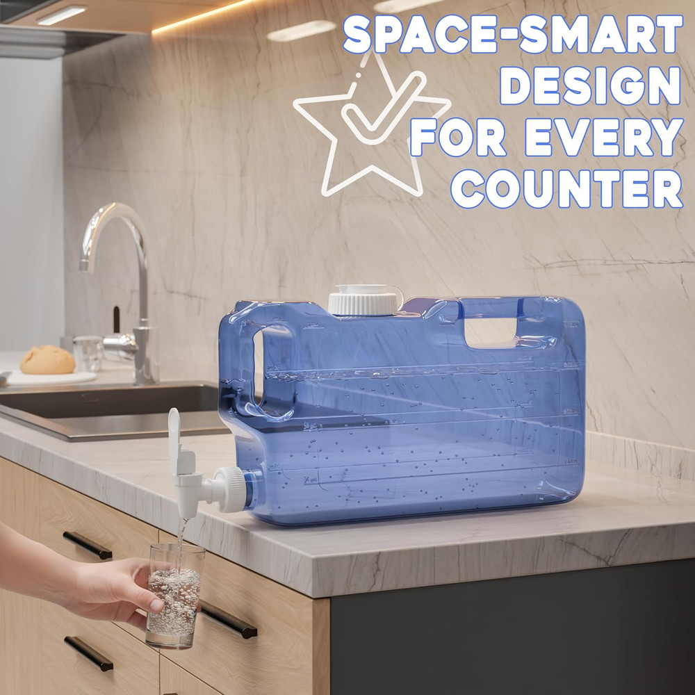 Refrigerator Water Dispenser 1.1 Gallon Bottle with 2 Spigots - BPA Free Plastic