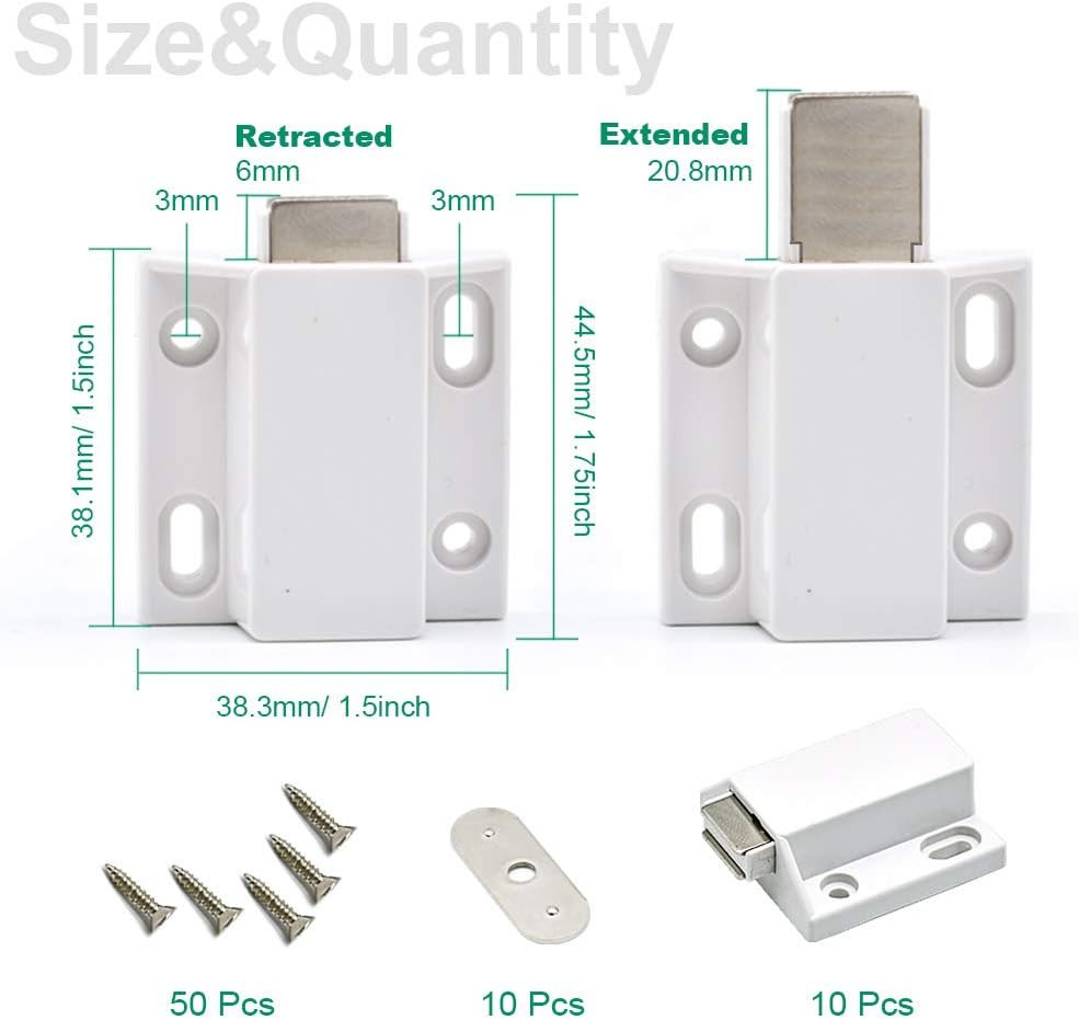 10 Pack Magnetic Push Latch Catch Push to Open Latch Pressure Touch Release Cabi