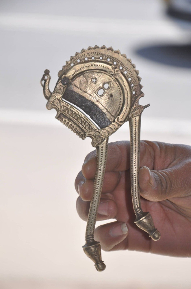 Vintage Brass Engraved Unique Shape Solid Betel Nut Cutter / Sarota