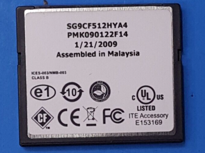 CF Memory , SG9CF512HYA4 , SMART , 512MB , COMPACT FLASH MEMORY CARD