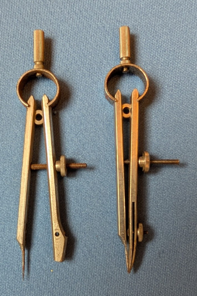 2 short drafting tools, 3 3/4" long, divider and compass TACRO INC Germany