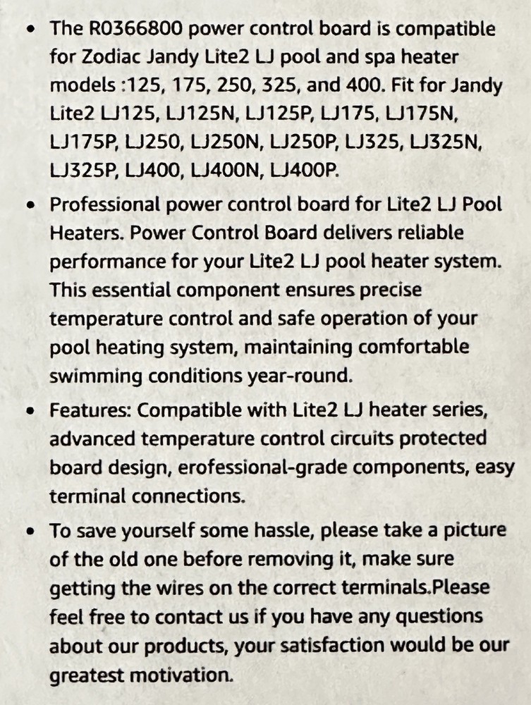 Jandy Lite2 LJ Pool & Spa Heater Control Board R0366800 Advanced Temp Control
