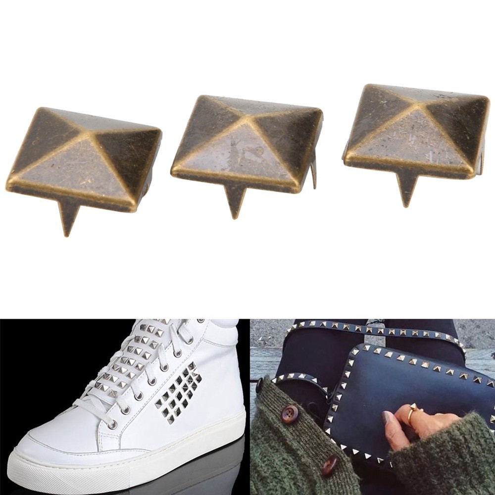 100pcs Square Pyramid Punk Rivets For DIY Leather Craft
