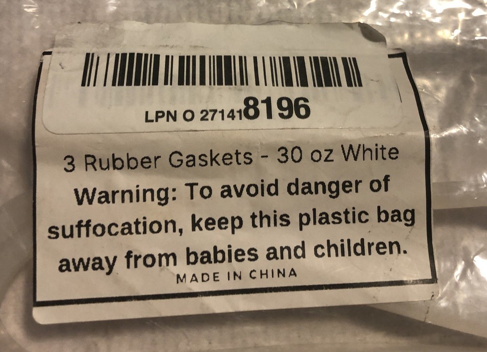 3 Rubber Gaskets 30oz White