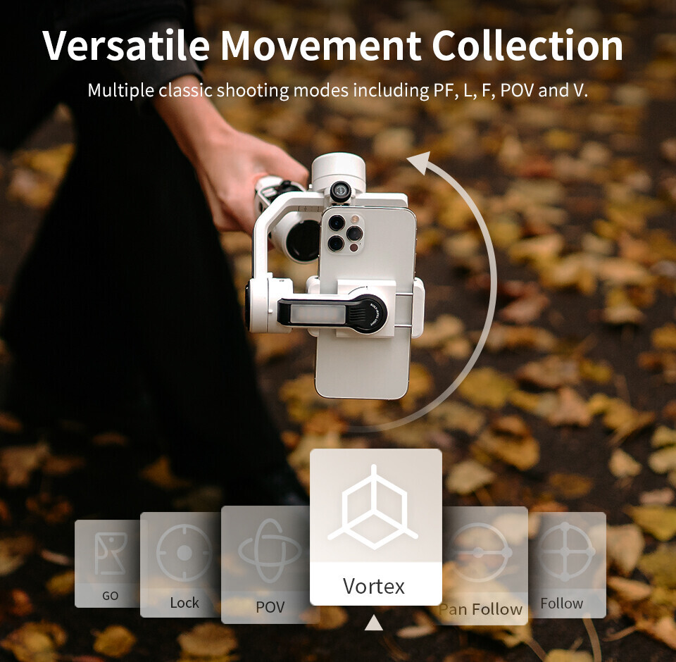 ZHIYUN Smooth 5S Combo, 3-Axis Gimbal Stabilizer with Light for iPhone Android