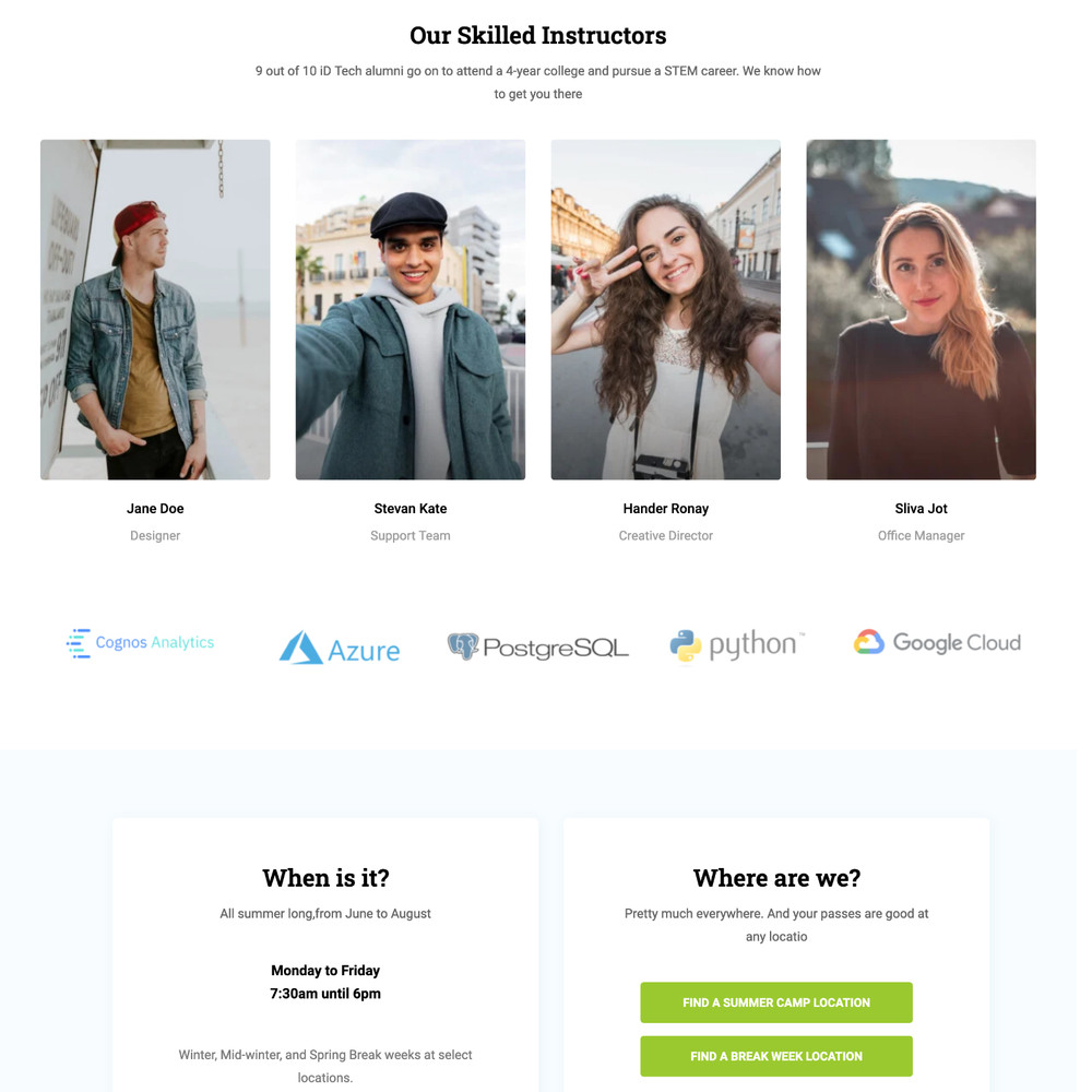 Tech Camp Website Design with Free VPS Web Hosting and Installation