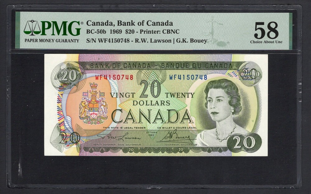 Canada 20 Dollars 1969 BC-50b About Uncirculated