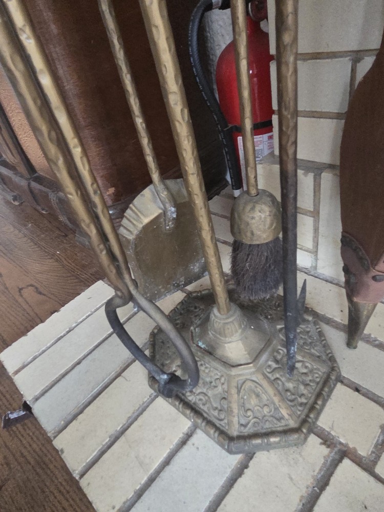Vintage Brass Fireplace Tool Set