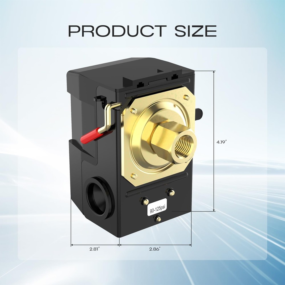 Air Compressor Pressure Switch, cnaodun 90-125 PSI 26A Switch...