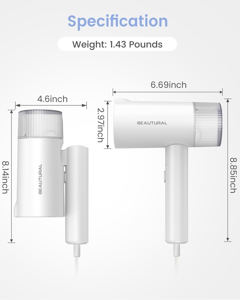 1000W Portable Steamer - Fast Wrinkle Removal, Multi-Angle Use in White