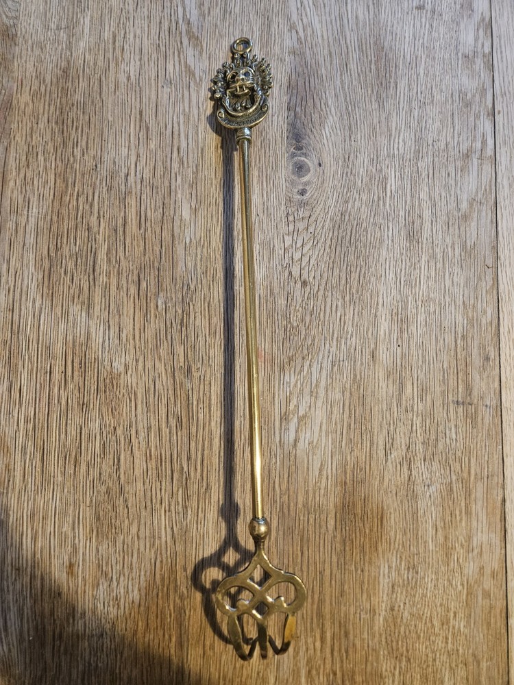 Brass Fire Rake With Decorative Handle Inscibed With DURHAM