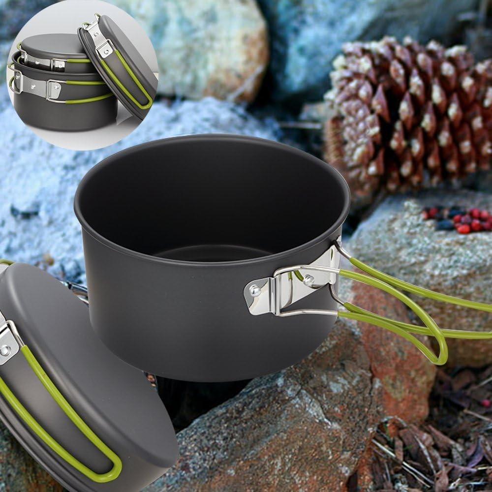 “Gutsdoor Camping Cookware Set Non-Stick Lightweight Stackable Pots Pans Utens