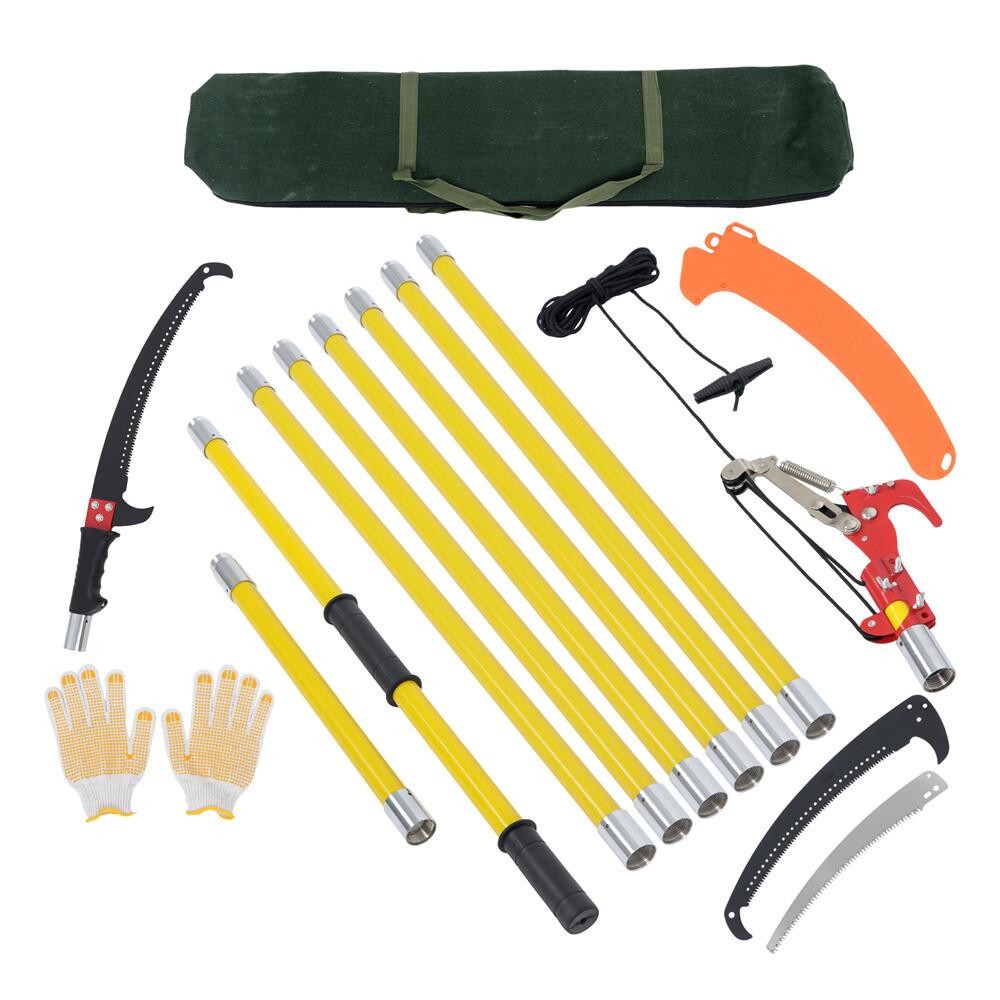 27 Feet Tree Pole Pruner Manual Branches Trimmer Tree Branch Garden Tools Yellow