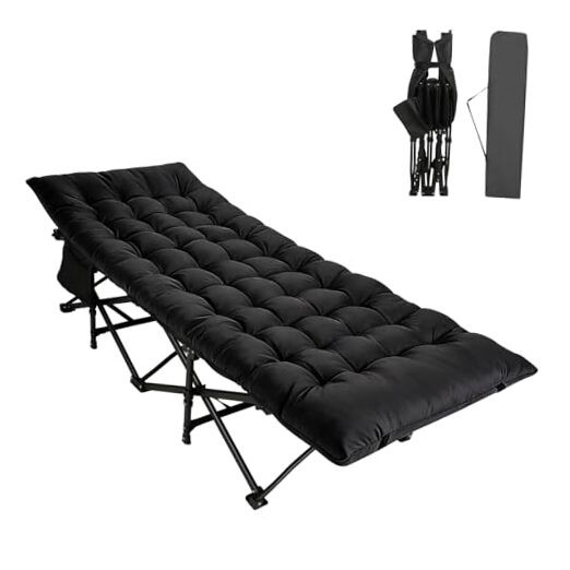 Camping Cot with Thick Mattress,Quick Set-Up Black With Thick Mattress