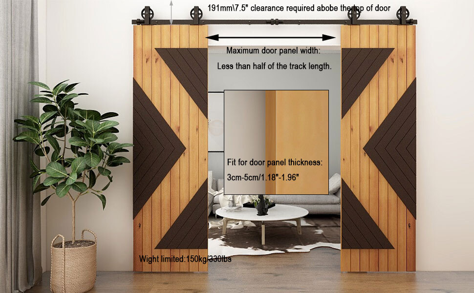 4-20FT Sliding Barn Door Hardware Kit Single Double Doors Medium Wheel RollerKit