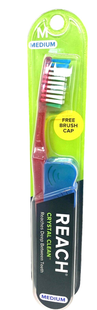 Reach Toothbrush Crystal Clean MEDIUM Toothbrushes Bristles -Multi Color 1pc