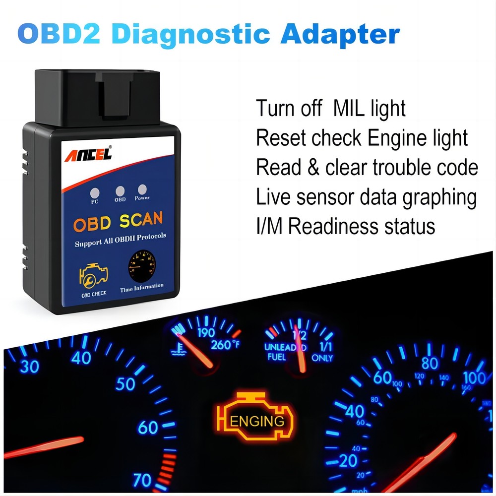 OBD2 Scanner Code Reader Bluetooth Auto Diagnostic Tool Engine Light Check V1.5