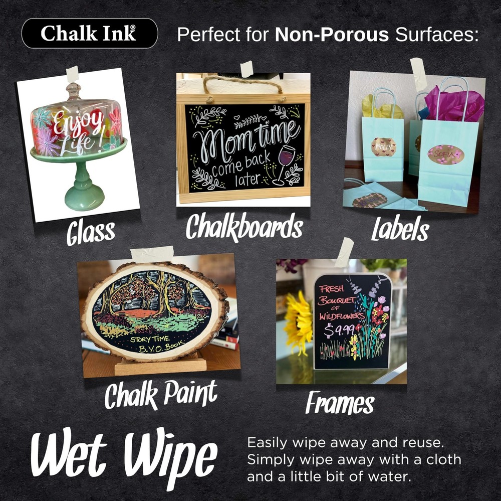 Chisel Tip Wet Wipe Chalk Markers 6mm, Fall-Lala-Lala, 6 Pack