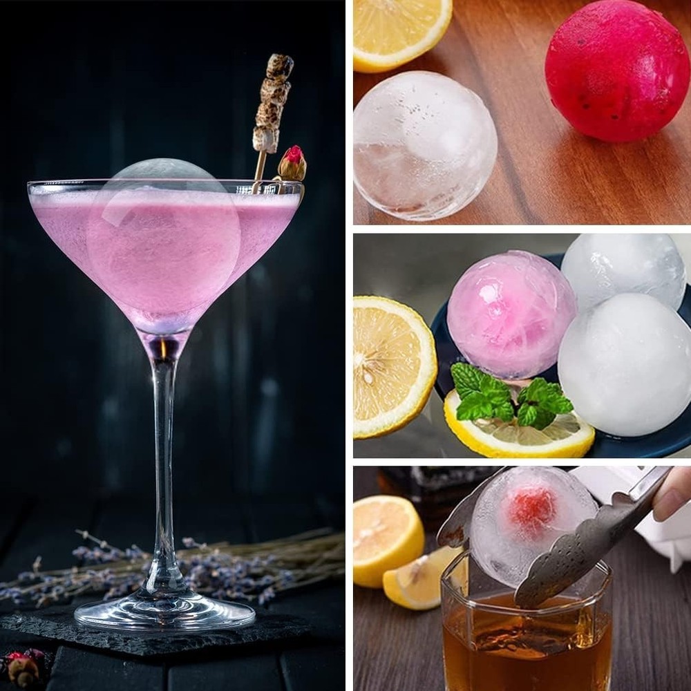 Ice Ball Maker, Reusable 2.5 Inch Ice Cube Trays, Easy Release Silicone round