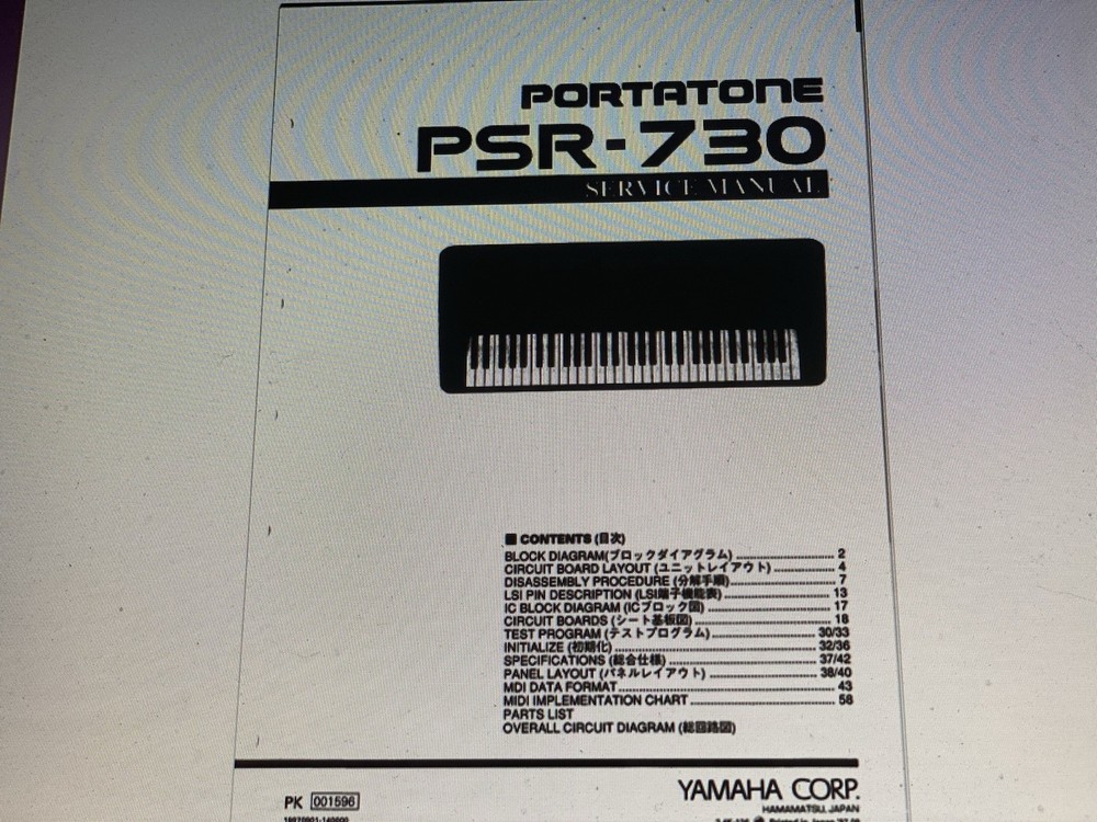 Yamaha Psr-730  Service Manual Digital