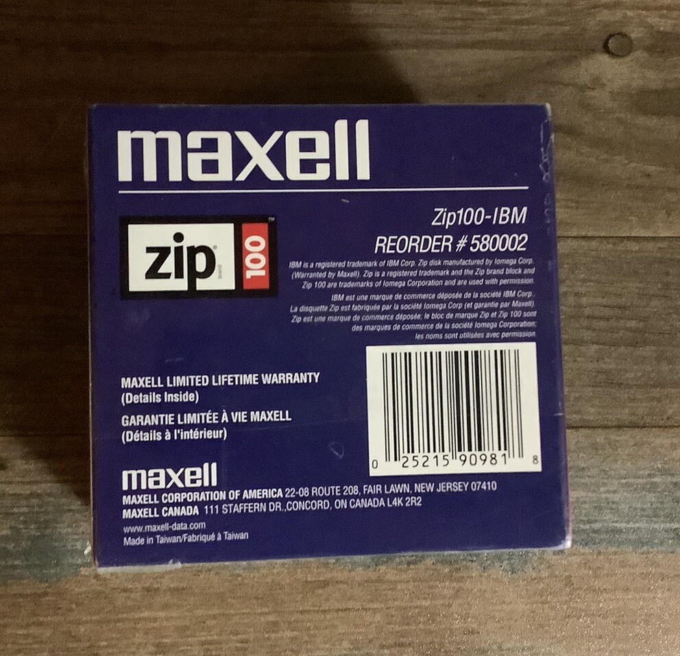 Maxell Zip Disk 5 Pack PC 100 MB Megabyte Factory Sealed