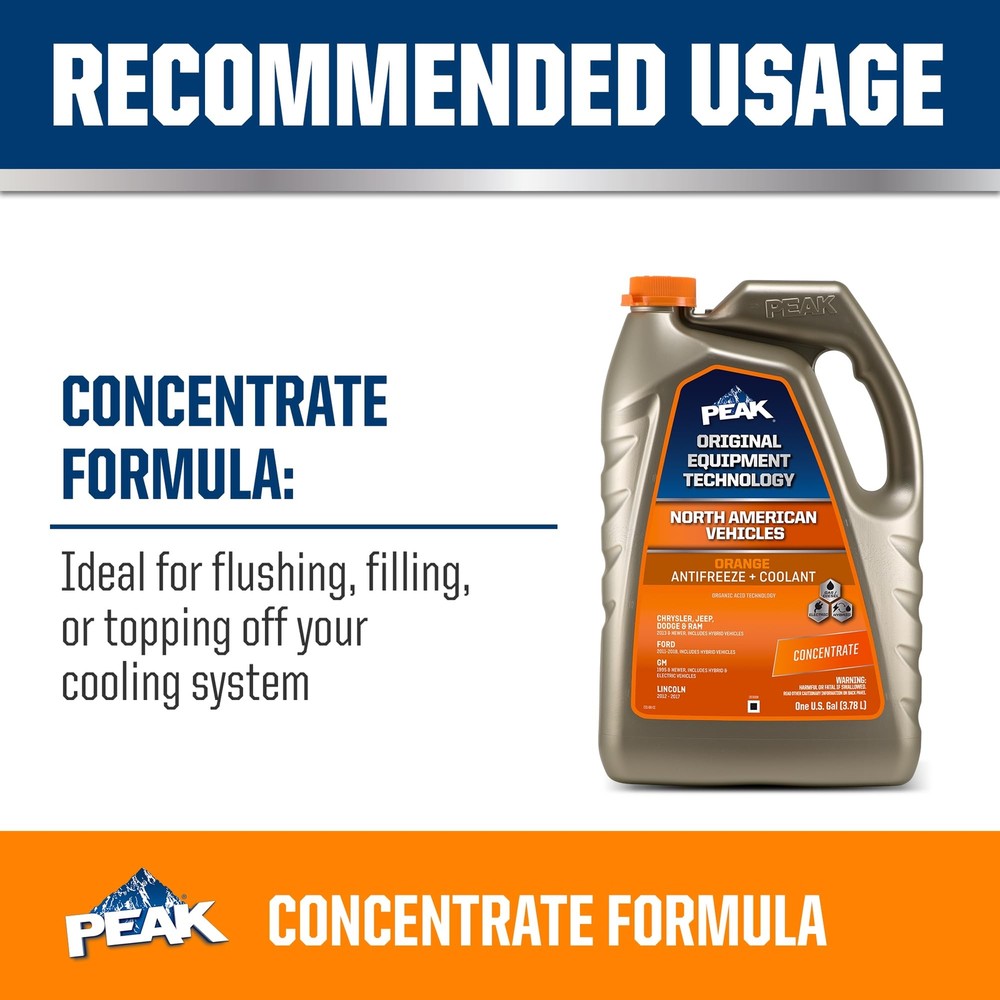 PEAK OET Extended Life Orange Concentrate Antifreeze/Coolant for North Ameri...