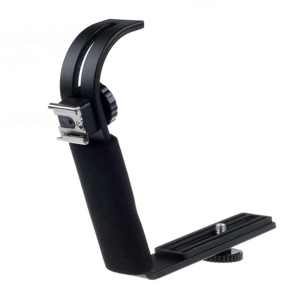 D Shaped Adjustable Hot Shoe Flash L Bracket Grip Mount Fr Camera LED Speedlite