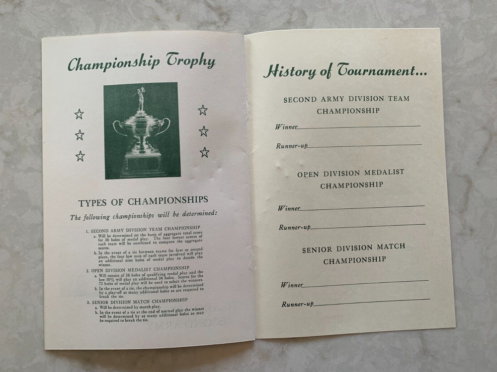 Second Army Golf Tournament program, Ft. Meade, MD, July 1955