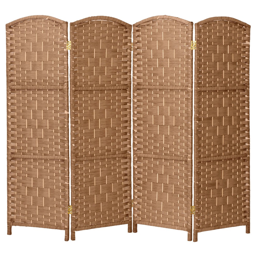 4 ft. Short Diamond Weave Fiber Folding Screen - Natural - 4 Panel