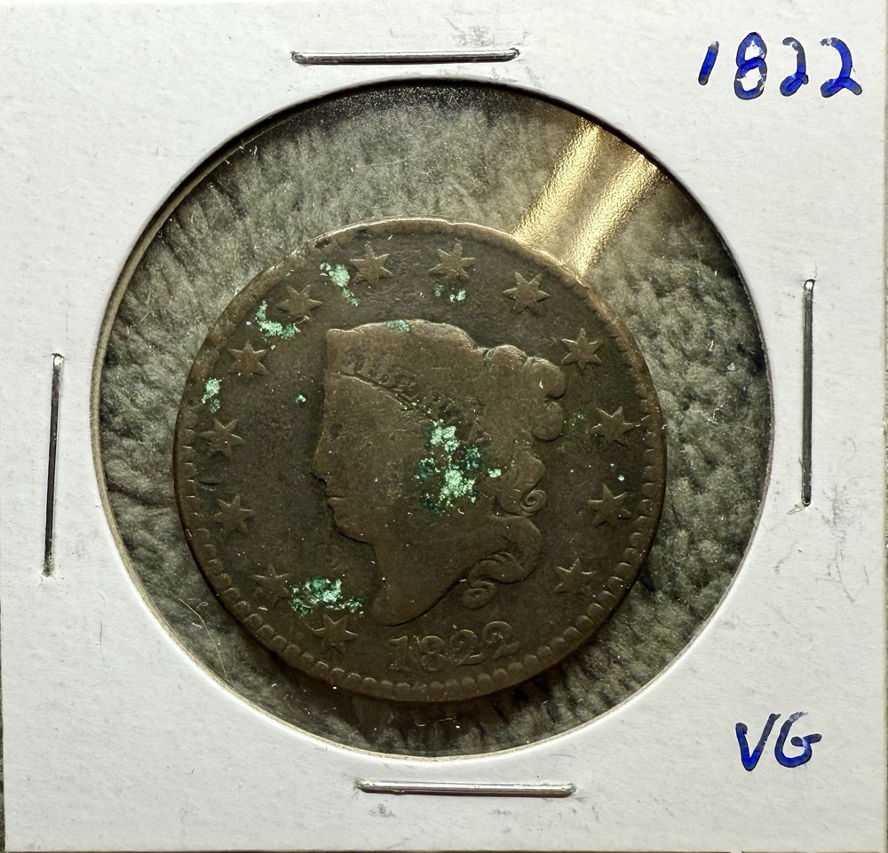 1822 U.S. Large Cent – Early Circulated Copper Coin