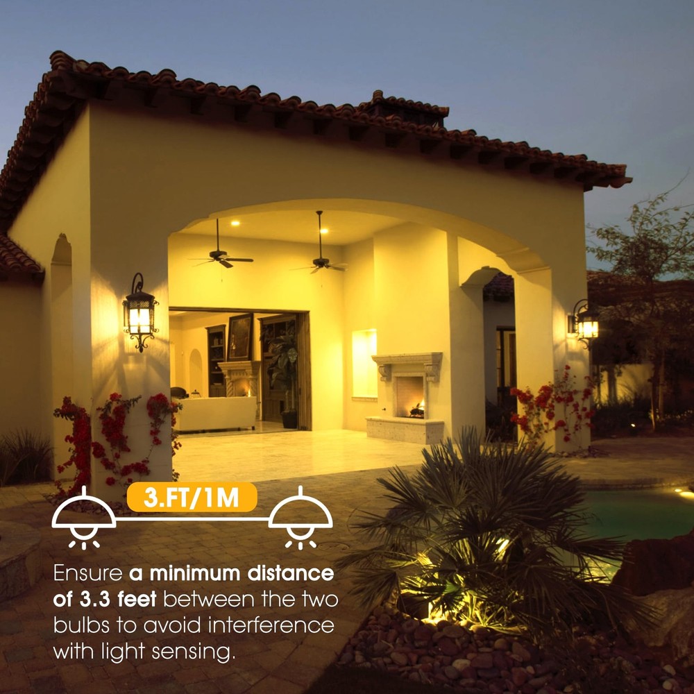 EvaStary Dusk to Dawn LED Yellow Bug Light Bulb, 2 Pack Dawn,