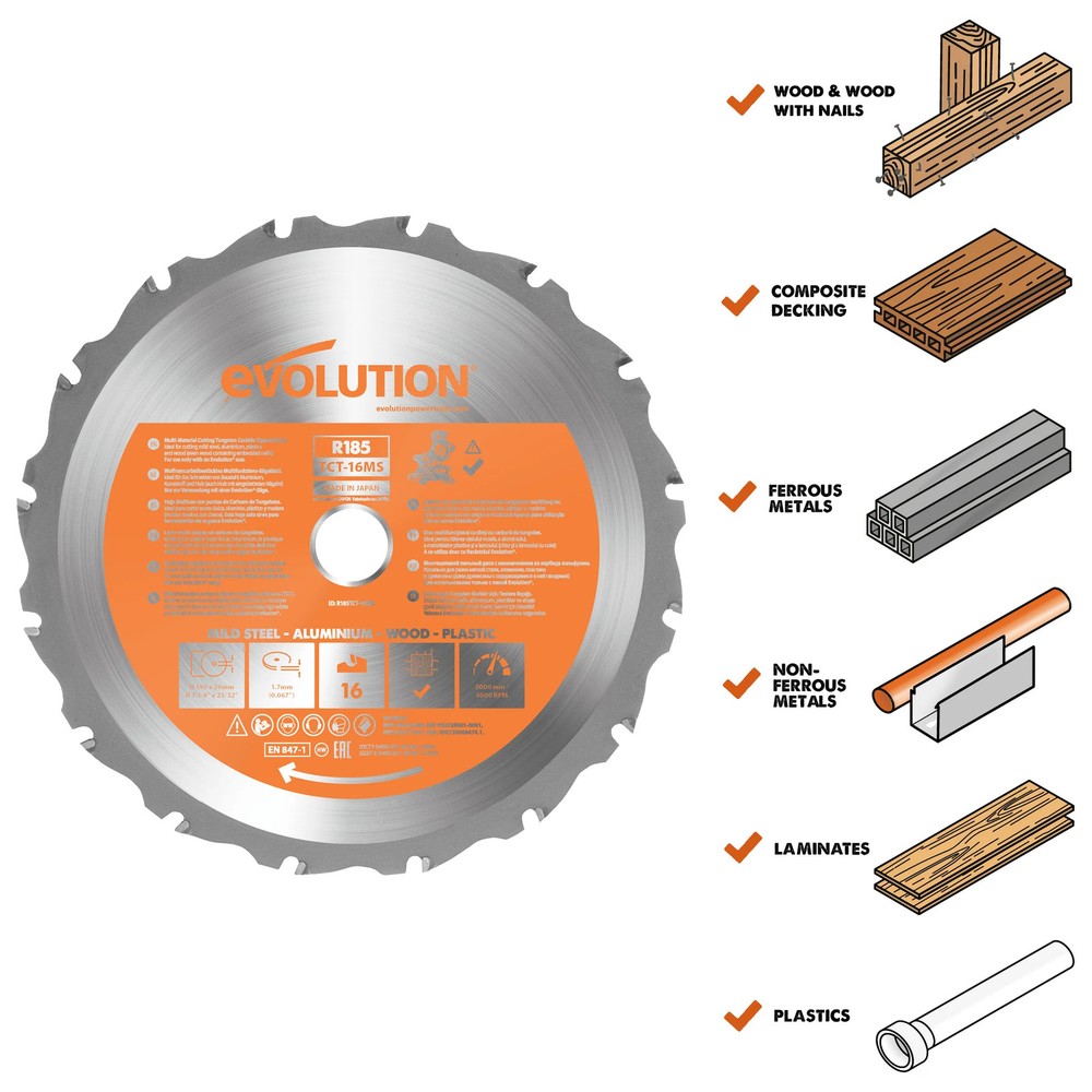 Evolution RAGEBLADEX | 7-1/4 in. | 20T | 20mm Arbor | Multi-Material TCT Blade