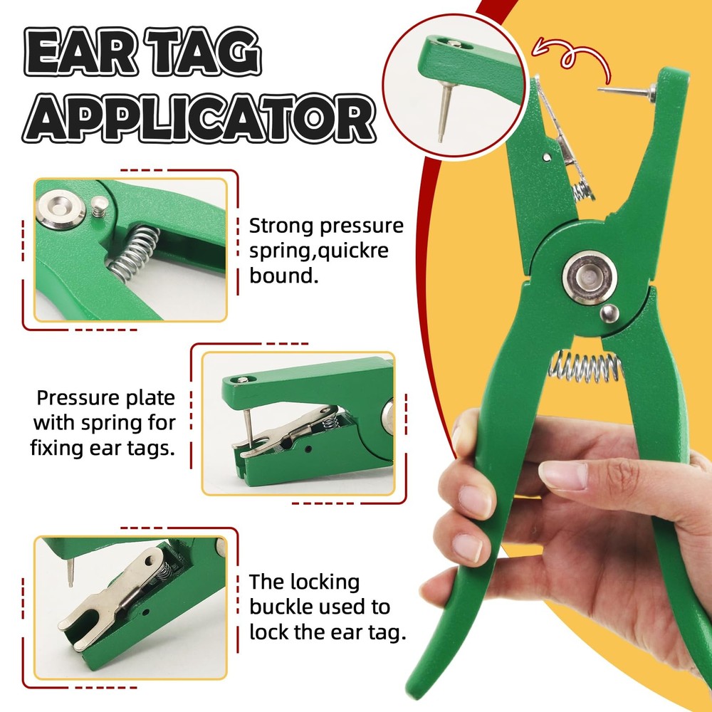 Livestock Ear Tags Numbered with Applicator Tool Kit 100pcs