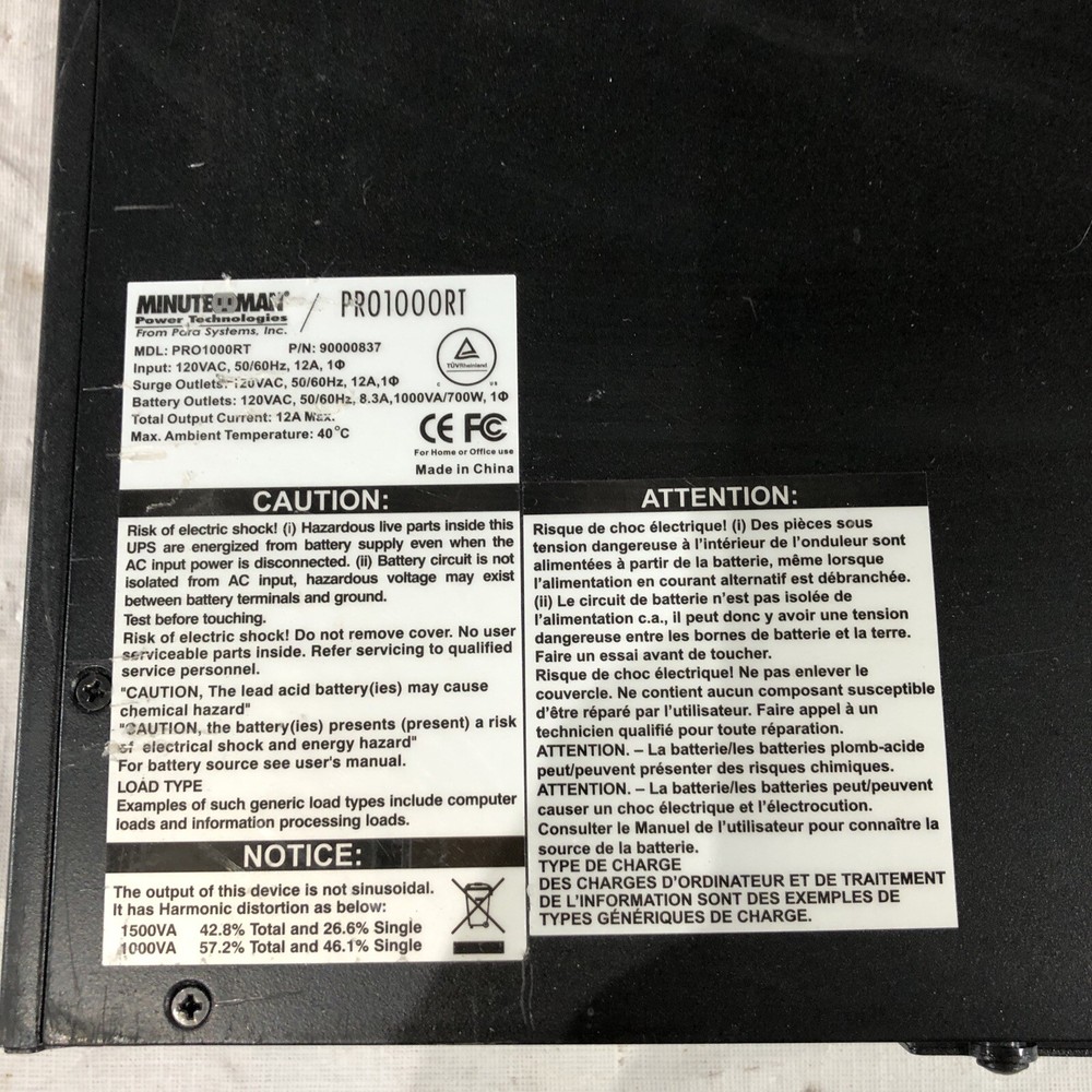 Minuteman PRO 1000RT 8-Outlet USB ( No Batteries)