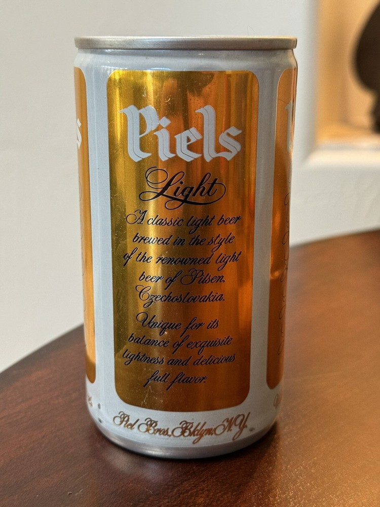 Piels Light - copper colored aluminum empty Beer Can - Bottom Opened