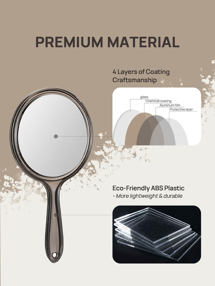 OMIRO Hand Mirror, Double-Sided Handheld Mirror 1X/3X Magnifying Mirror with Han