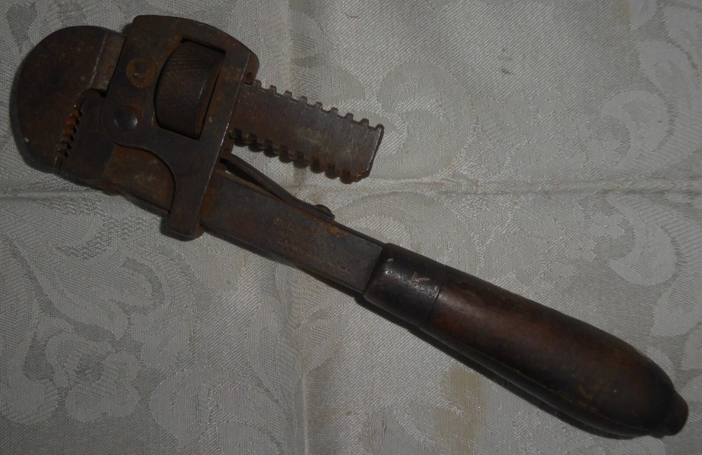 Vintage Wood Handle Pipe Wrench