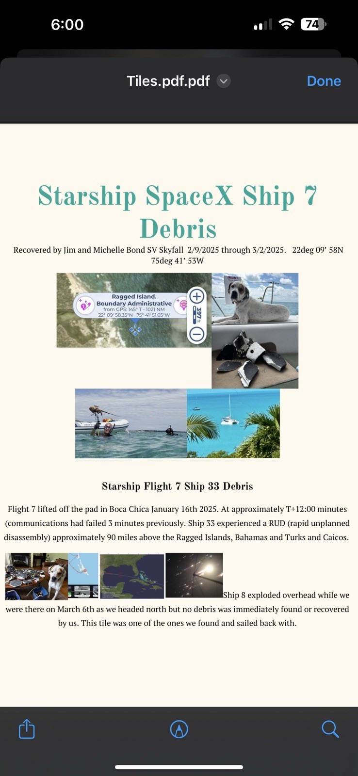 SpaceX Starship Flight 7 Ship 33 Ragged Islands Recovered Tile Relic & Extras