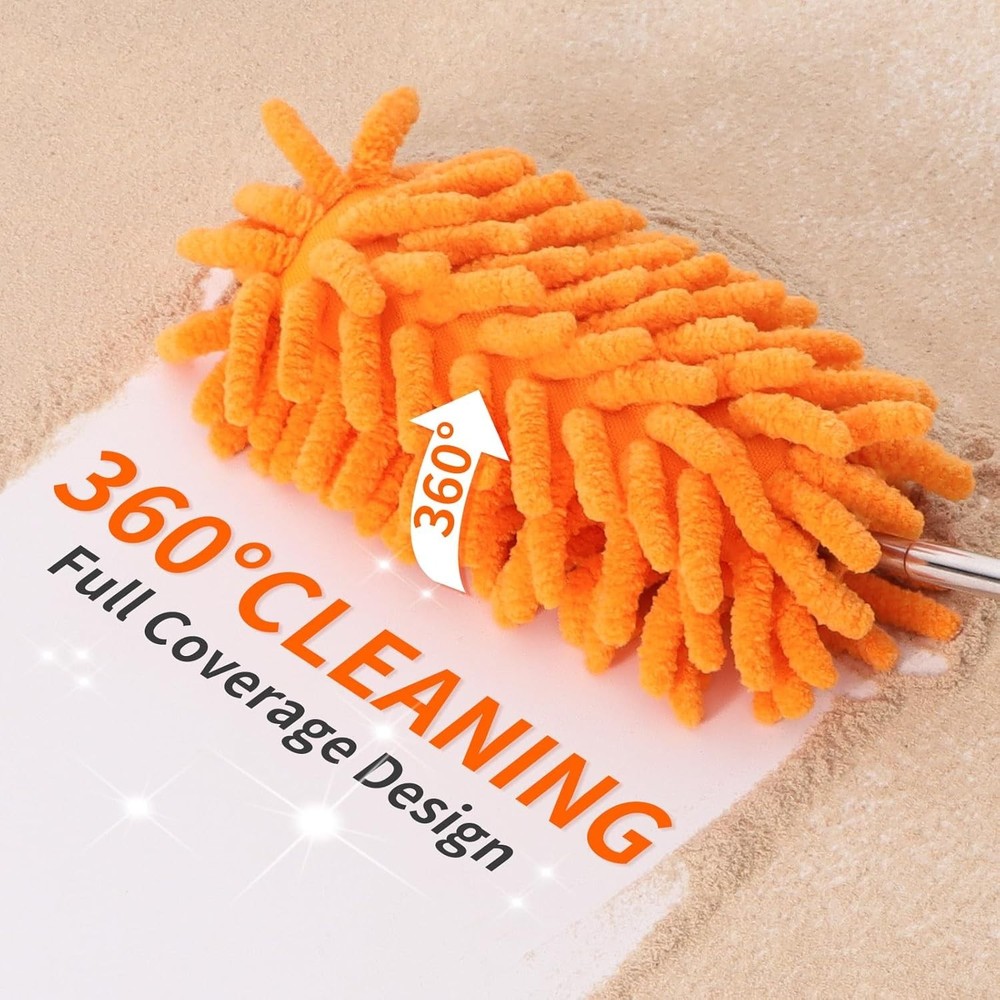 Compact 2-Pack Mini Duster - 360° Rotatable with Telescopic Handle Efficiency