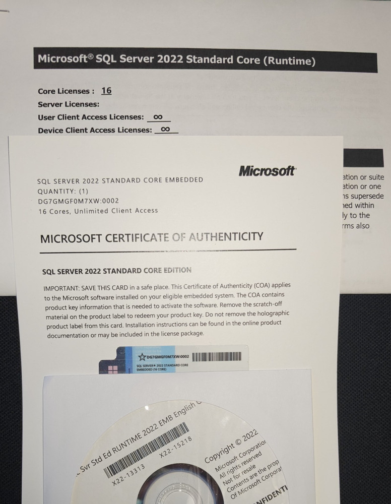 SQL Server 2022 Standard Core - Unlimited Client Access - 16 Core
