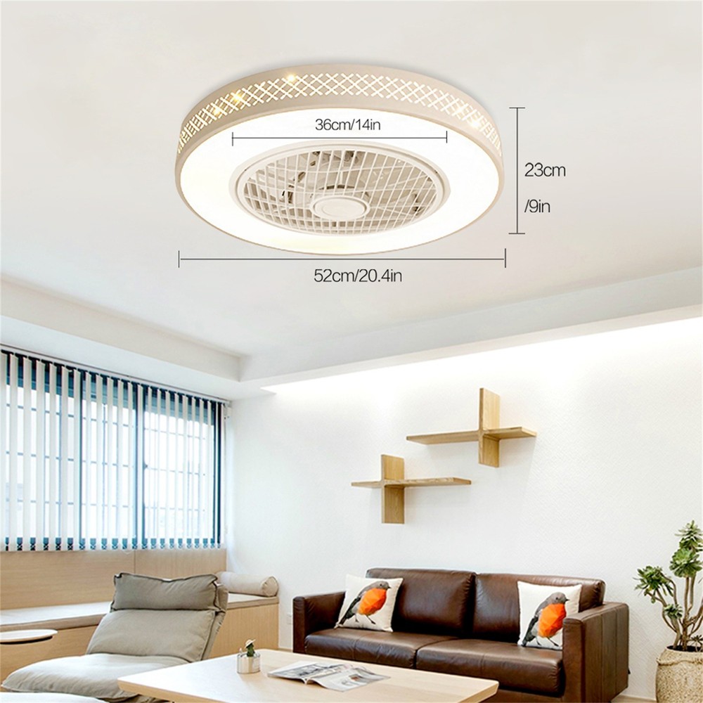 Modern Stepless Dimming Ceiling Light Fan Round Fan Lamp & Remote Controller NEW
