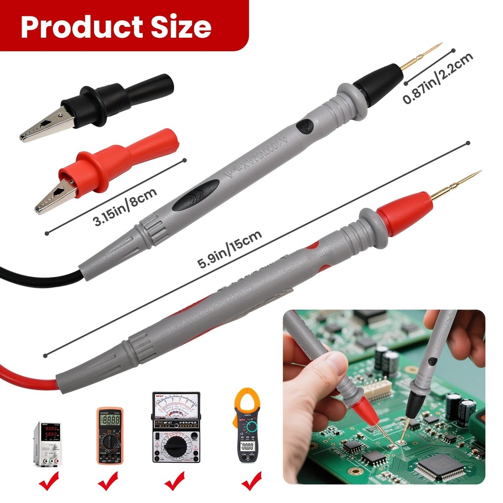 Digital Multimeter with Precision Sharp Leads, 1000v 20a Clamp Tester, Probe ...
