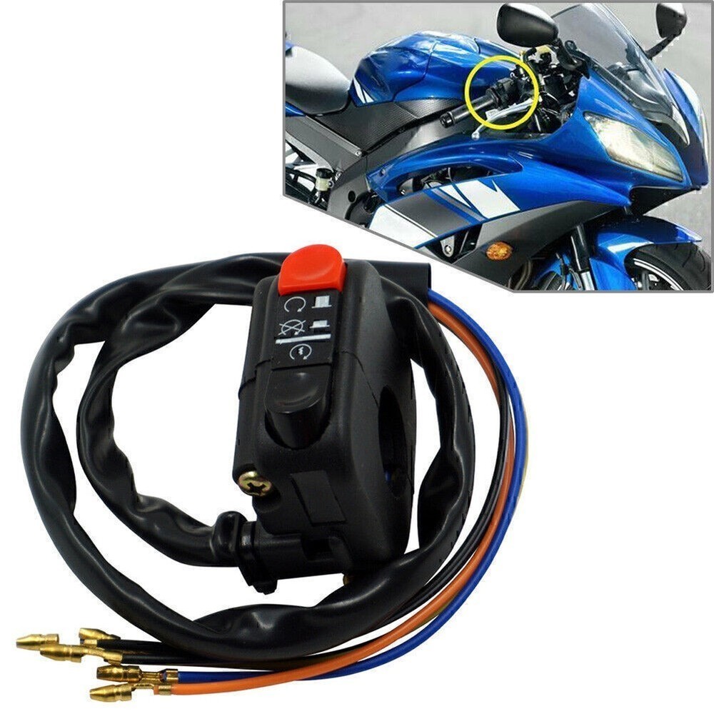 7/8'' Motorcycle Switch Indicator Ignition Start Switch Universal Black