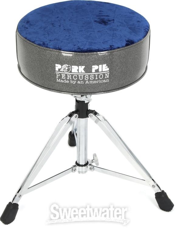Pork Pie Percussion Round Drum Throne - Charcoal Sparkle with Navy Crush